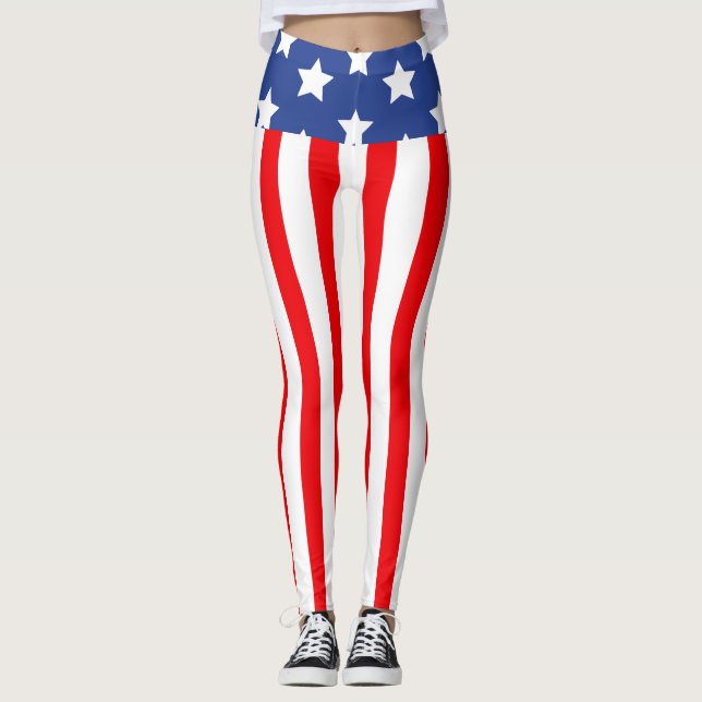 Högwaistade patriotiska leggings (Framsida)