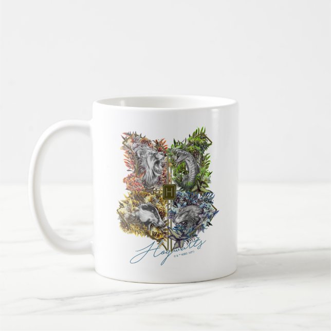 HOGWARTS™ Badge Blommigt Graphic Kaffemugg (Vänster)