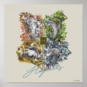 HOGWARTS™ Badge Blommigt Graphic Poster