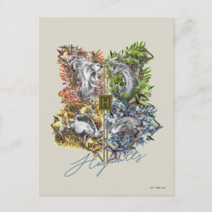 HOGWARTS™ Badge Blommigt Graphic Vykort