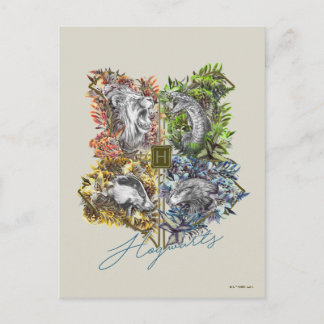 HOGWARTS™ Badge Blommigt Graphic Vykort
