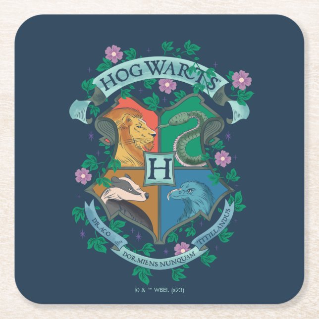 HOGWARTS™ Blommig Krön Underlägg Papper Kvadrat (Framsidan)