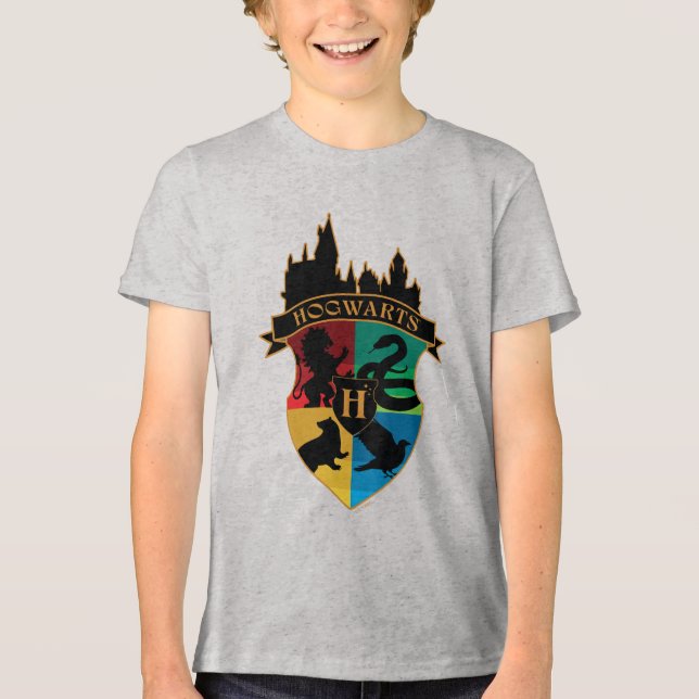 HOGWARTS™ Castle Crest House Pride Badge T Shirt (Framsida)
