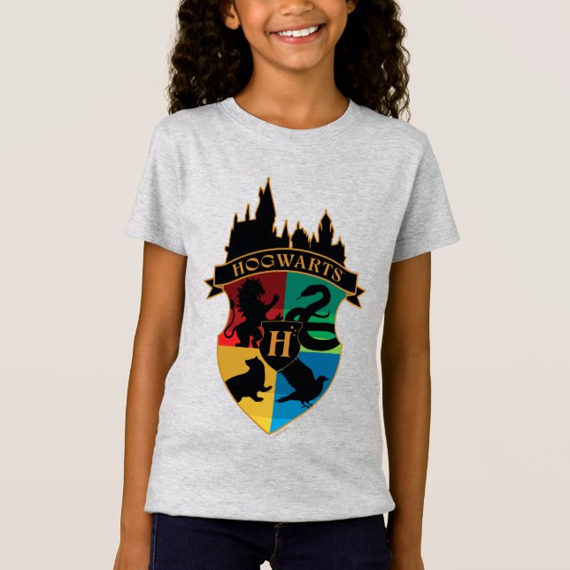 HOGWARTS™ Castle Crest House Pride Badge T Shirt (Framsida)