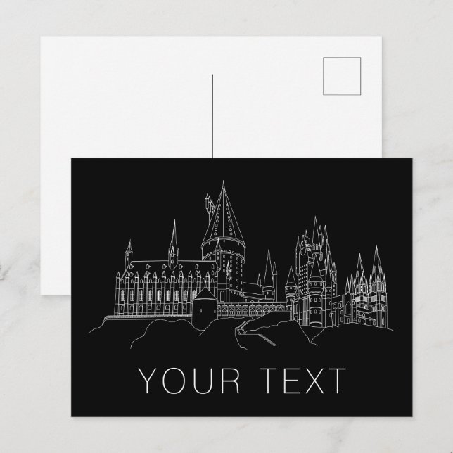 HOGWARTS™ CASTLE-kontur Vykort (Fram/baksida)