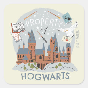 Hogwarts egendom Tecknad grafik Fyrkantigt Klistermärke