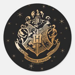 HOGWARTS™ Glandrande Guld Vapen Runt Klistermärke