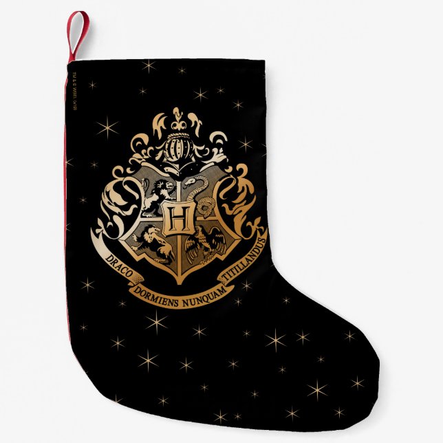 HOGWARTS™ Glandrande gyllene vapensköld Liten Julstrumpa (Framsidan)