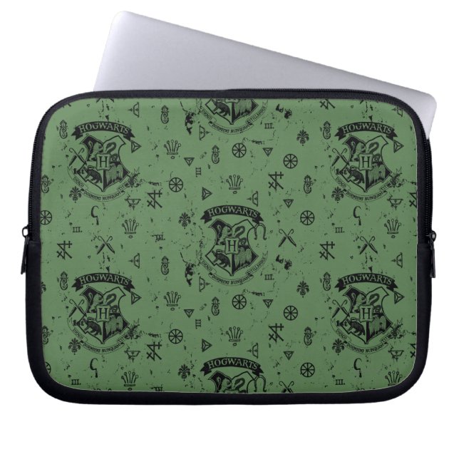 HOGWARTS™ Grönt Mönster Laptop Fodral (Framsidan)