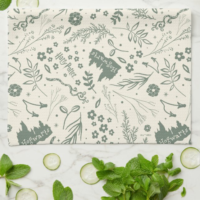 HOGWARTS™ Herbology Magic Mönster Kökshandduk (Vikta)