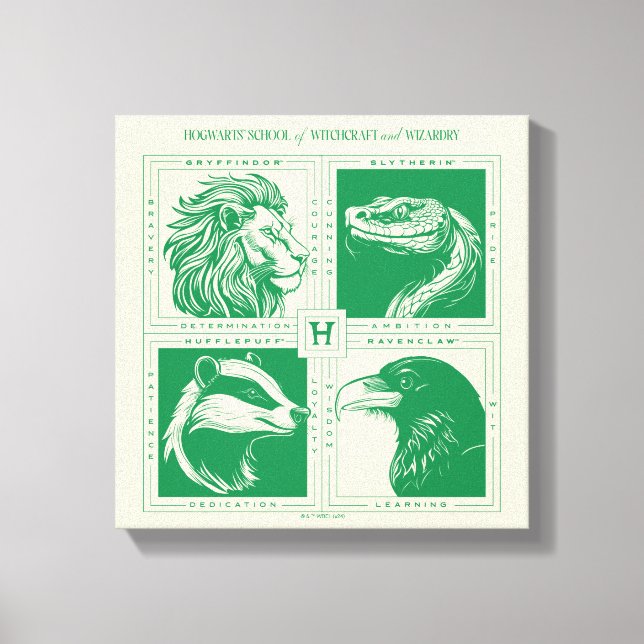 HOGWARTS™ House Animals Grid Canvastryck (Framsida)