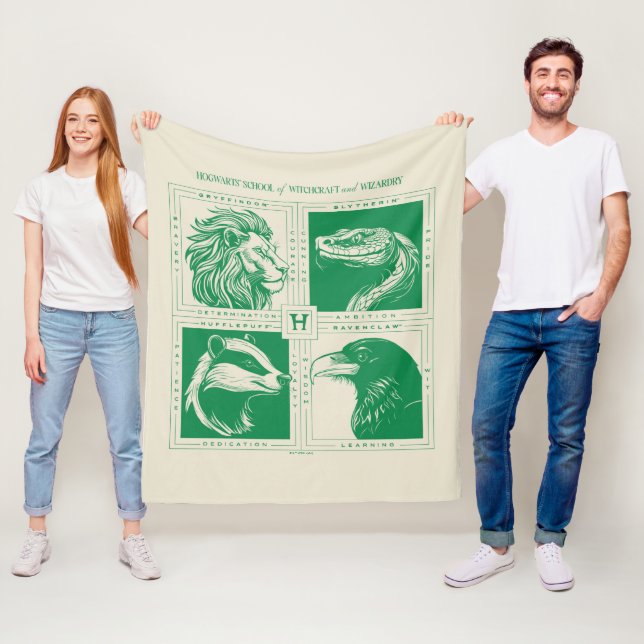 HOGWARTS™ House Animals Grid Fleecefilt (På plats)