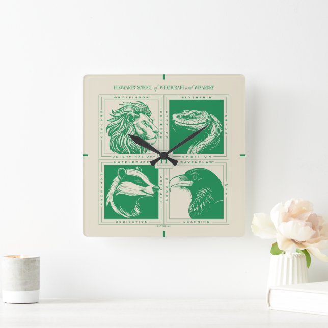 HOGWARTS™ House Animals Grid Fyrkantig Klocka (Hem)