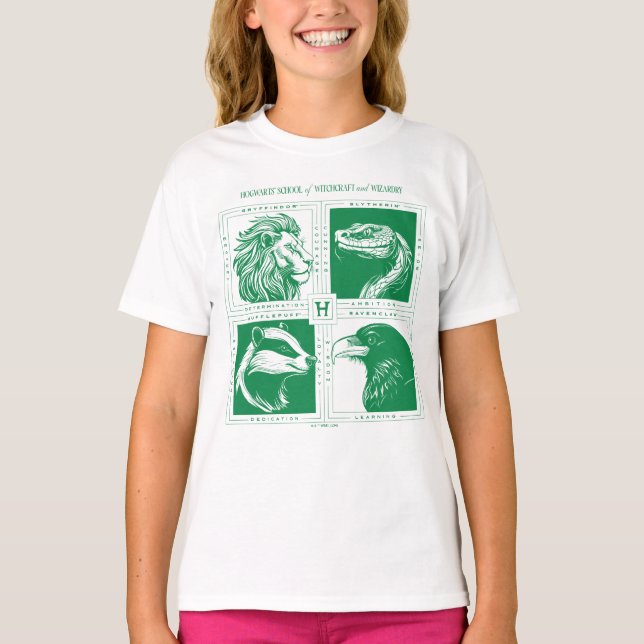 HOGWARTS™ House Animals Grid T Shirt (Framsida)