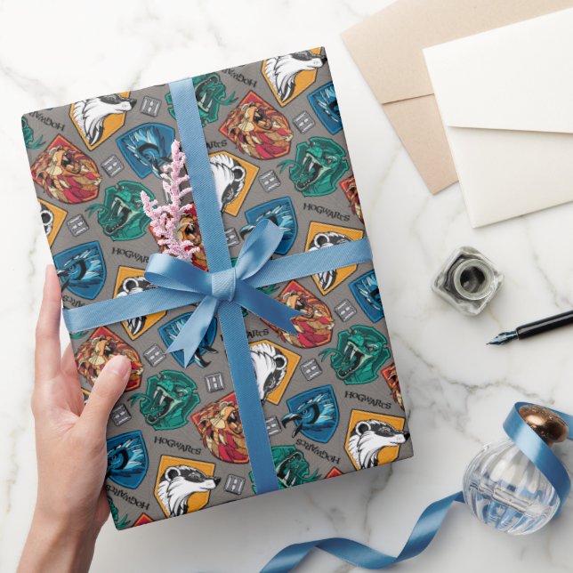 HOGWARTS™ Houses Crosshatched Pattern Presentpapper (Gifting)