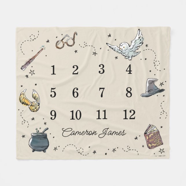 HOGWARTS™ månatlig milstolpe Baby Fleecefilt (Framsidan (Horisontell))