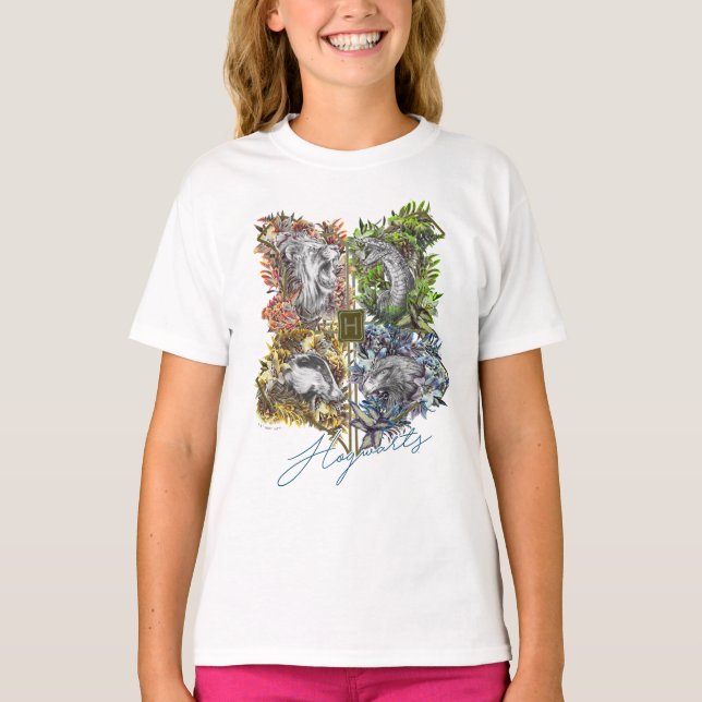 HOGWARTS™-märke med blommig grafik T Shirt (Framsida)