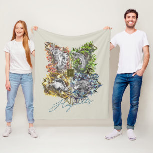 HOGWARTS™-märke med blomster-grafik Fleecefilt