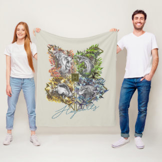 HOGWARTS™-märke med blomster-grafik Fleecefilt