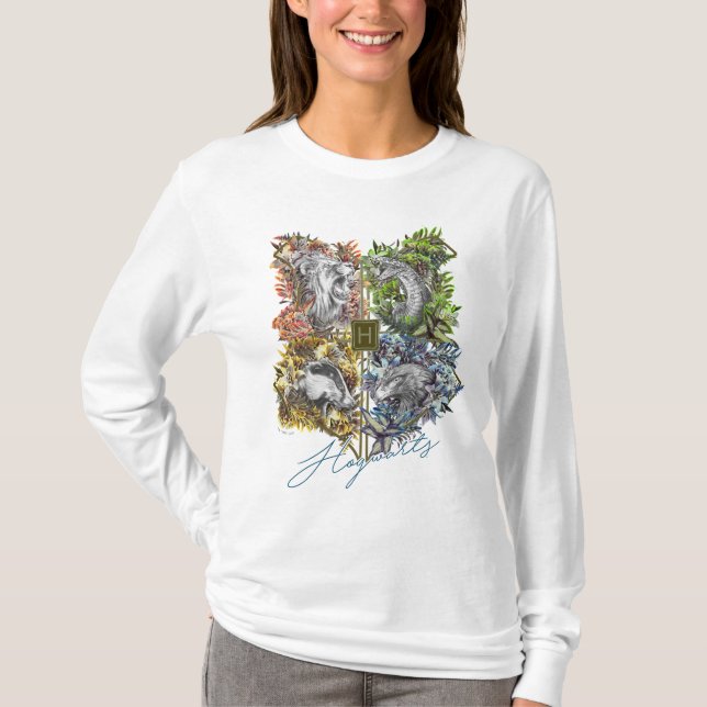 HOGWARTS™-märke med blomsterdesign T Shirt (Framsida)