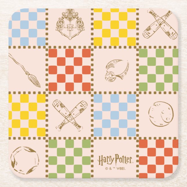 HOGWARTS™ QUIDDITCH™ Lagchecksmönster Underlägg Papper Kvadrat (Framsidan)