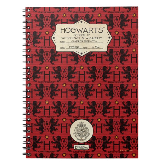 HOGWARTS™ School GRYFFINDOR™ Class Anteckningsbok (Framsidan)