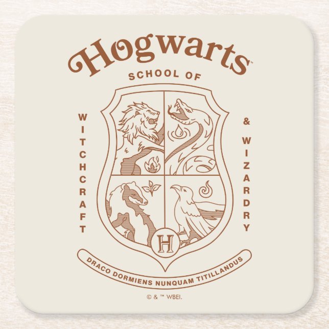 HOGWARTS™ School of Witchcraft and Wizardry Crest Underlägg Papper Kvadrat (Framsidan)