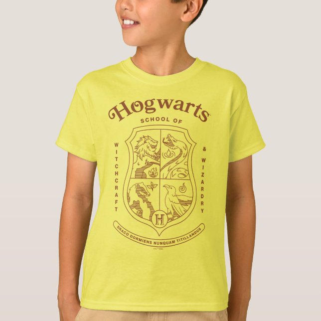 HOGWARTS™ Skolan för Trolldom och Magi Vapenmärke T Shirt (Framsida)