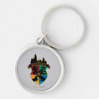 HOGWARTS™ Slott Vapen Hus Stolt Badge Rund Silverfärgad Nyckelring