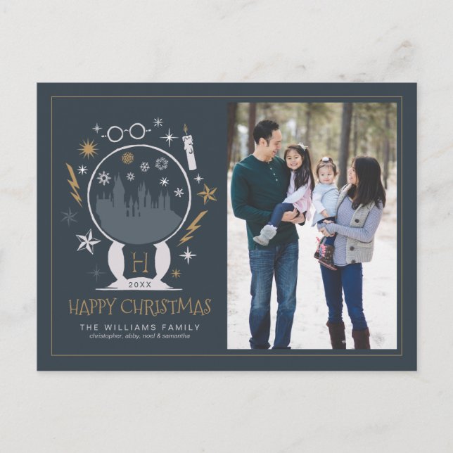 HOGWARTS™ Snurra globen | God Jul Helg Vykort (Framsida)