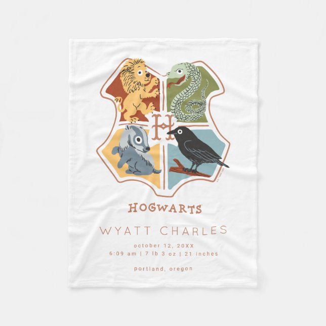 HOGWARTS™ Tecknad Baby Birth Stats Fleece Blanket (Framsidan)