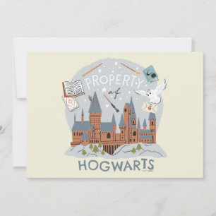 Hogwarts tecknad grafik egendom kort