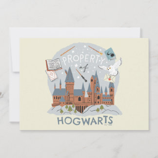 Hogwarts tecknad grafik egendom kort