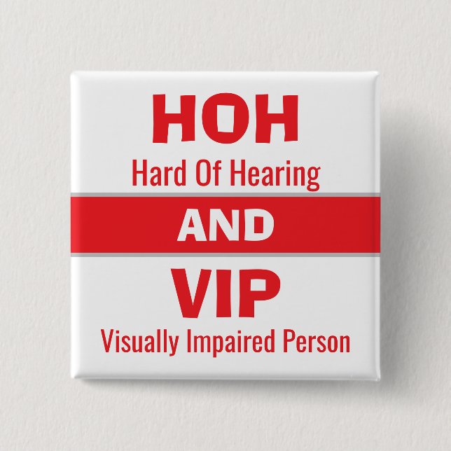 HOH Och VIP Röd Och Vit Knapp (Framsida)