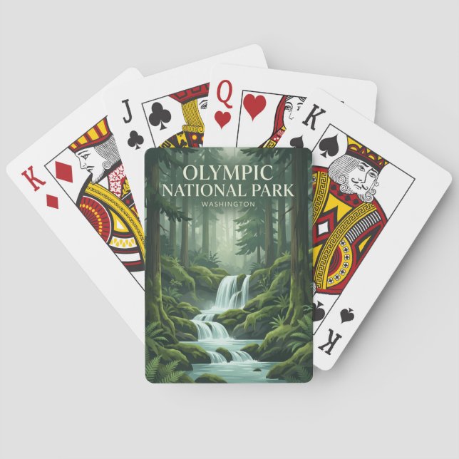Hoh regnskog vattenfall Washington Casinokort (Baksidan)