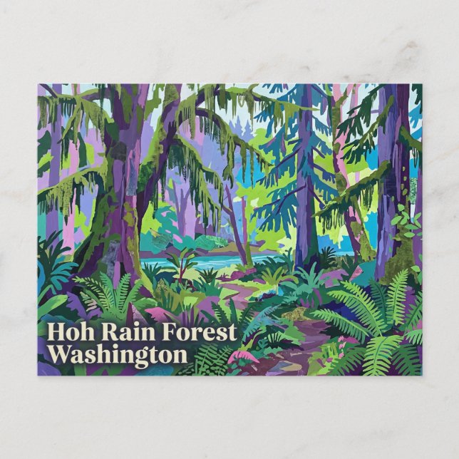 Hoh regnskog Washington USA Vykort (Framsida)