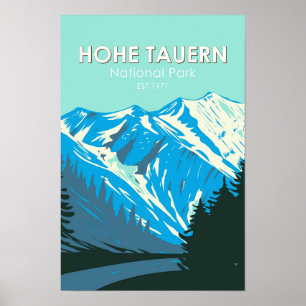 Hohe Tauern nationalpark Österrike Vintage Poster
