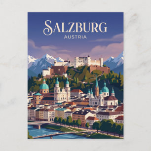 Hohensalzburg fästning och Panorama Österrike Vykort