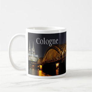 Hohenzollern Bridge, katedral i Köln, Tyskland Kaffemugg