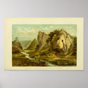 Hohle Fels Cave liggande Stream Poster