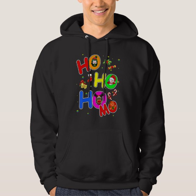 Hoho Homo Gay Christmas Santa Hat Love Is Love Lgb Hoodie (Framsida)