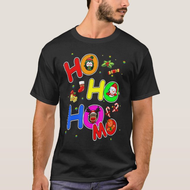 Hoho Homo Gay Christmas Santa Hat Love Is Love Lgb T Shirt (Framsida)