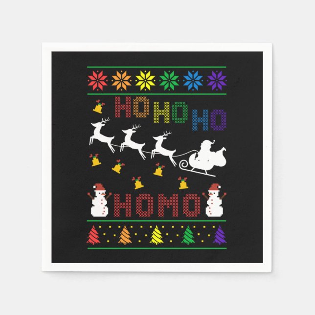 Hoho Homo LGBT Ugly Christmas Sweater Shirt Gift Pappersservett (Framsidan)