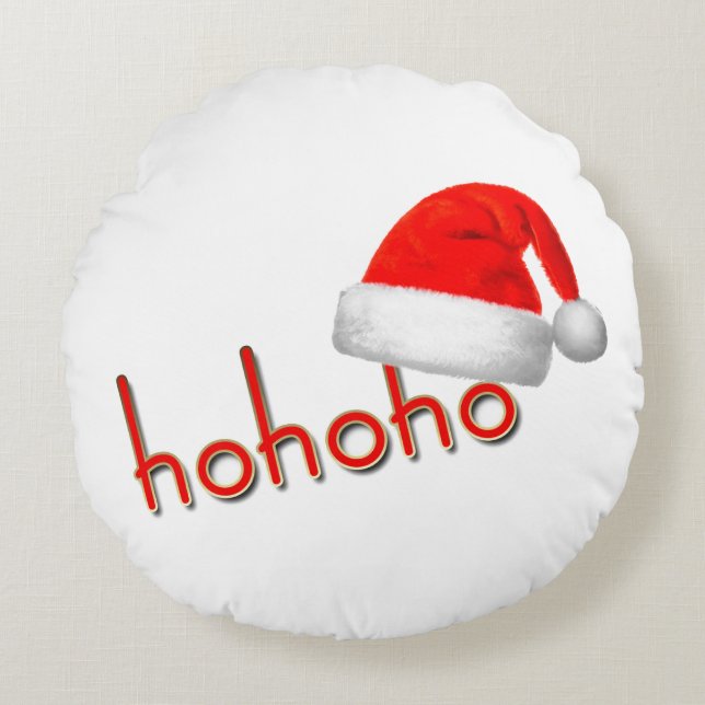 HoHo Jul Hat Red White Simple Rund Kudde (Framsidan)