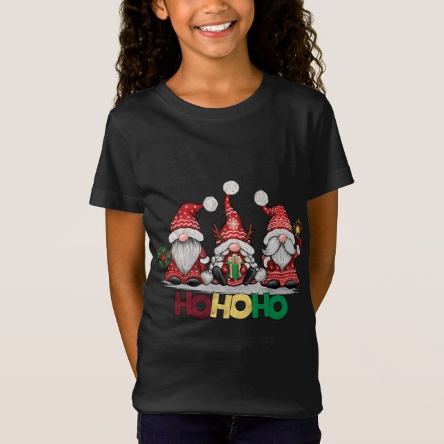 HoHo Jul: Tre Röda Gnomes Jultomten Hall T Shirt (Framsida)