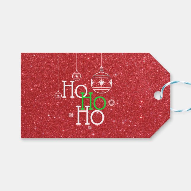 HoHo på Röda Glitter-effekten Presentetikett (Framsidan (Horisontell))