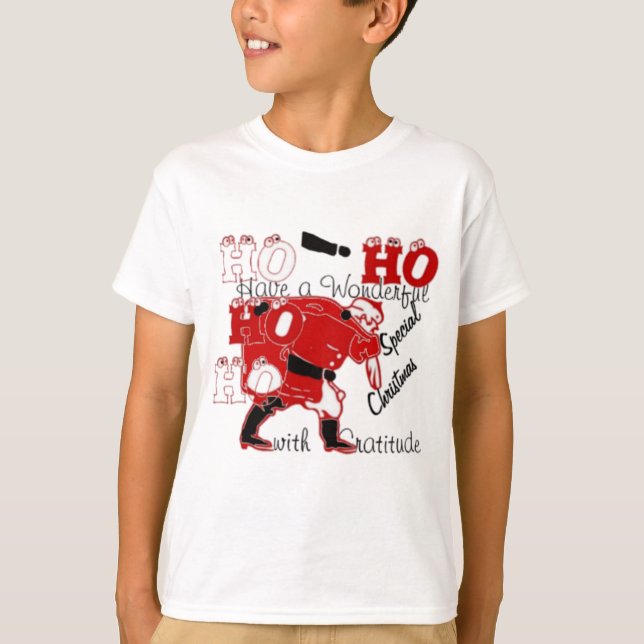 HOHOHO har en underbar jul med tacksamhet Tee Shirt (Framsida)