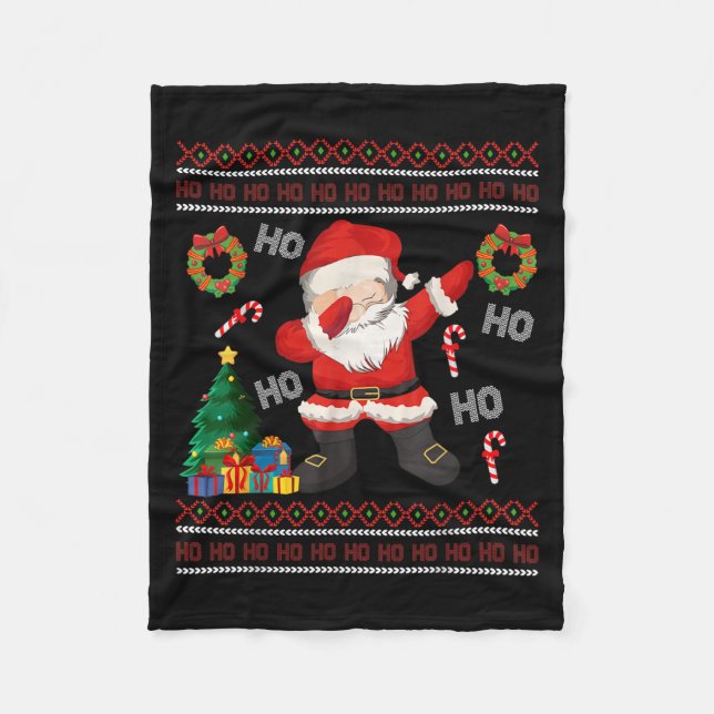 Hohoho Jultomten Dabbing Ugly jul Sweater Fleecefilt (Framsidan)