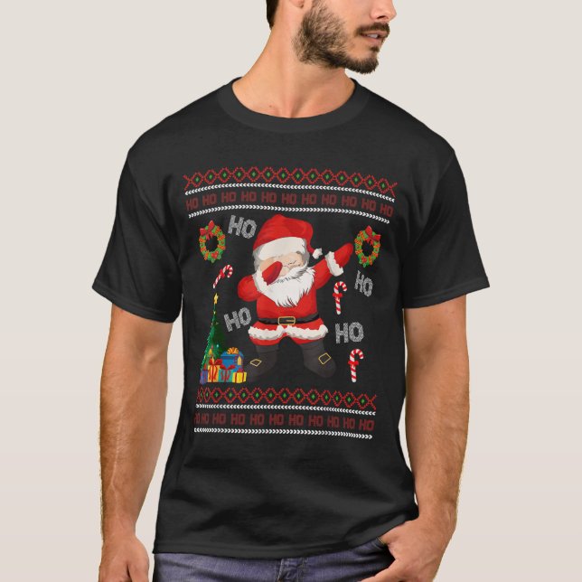 Hohoho Jultomten Dabbing Ugly jul Sweater T Shirt (Framsida)
