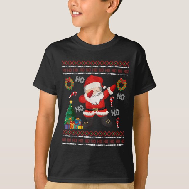Hohoho Jultomten Dabbing Ugly jul Sweater T Shirt (Framsida)
